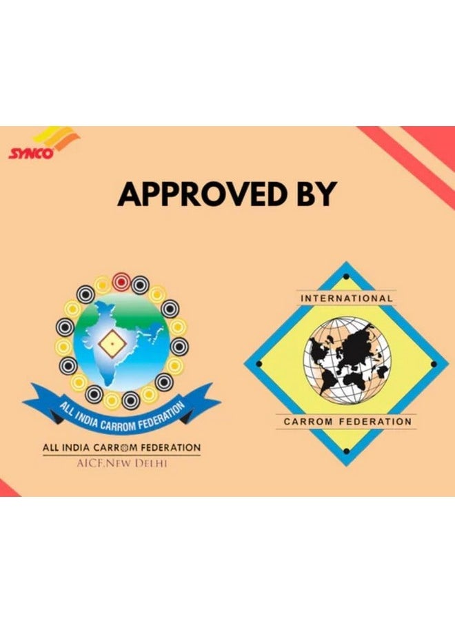 Synco Premium Carrom Coins 8mm thicness with Special PVC Box, 24 Coins (11 White 11 Black 2 Red)