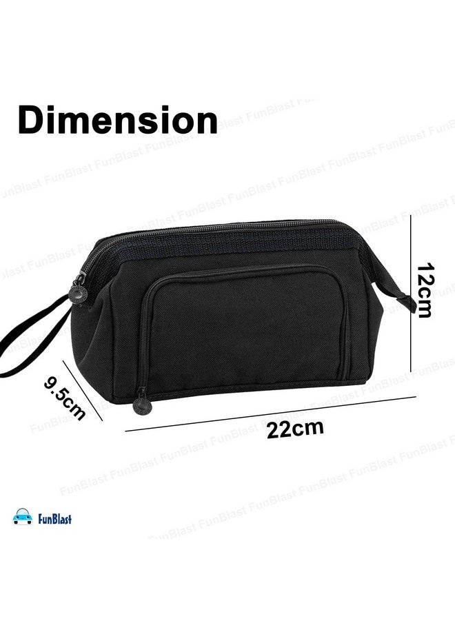 FunBlast Large Capacity Pencil Pouches, Multipurpose Zipper Pouch, Aesthetic Pencil Case for College Students, School Pouch for Girls, Stylish Cute Pen Pouch for Girls Korean Bag (Black)