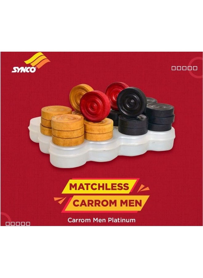 Synco Wooden Carrom Coins Set with Carrom Striker Professional 15g Combo Set, Assorted Color (Gem Striker with Platinum Coins),for adult