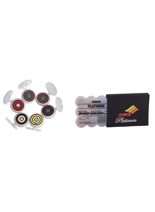 Synco Wooden Carrom Coins Set with Carrom Striker Professional 15g Combo Set, Assorted Color (Gem Striker with Platinum Coins),for adult