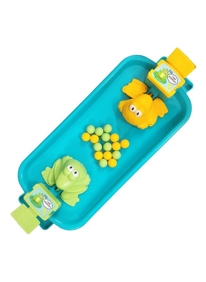 VGRASSP Hungry Frogs Eating Beans - Feeding Board Game Toy for Kids with 16 Beads - Fun Game, Press The Handle and Make Hungry Frogs Swallow Beads - Color As Per Stock (2 Player)