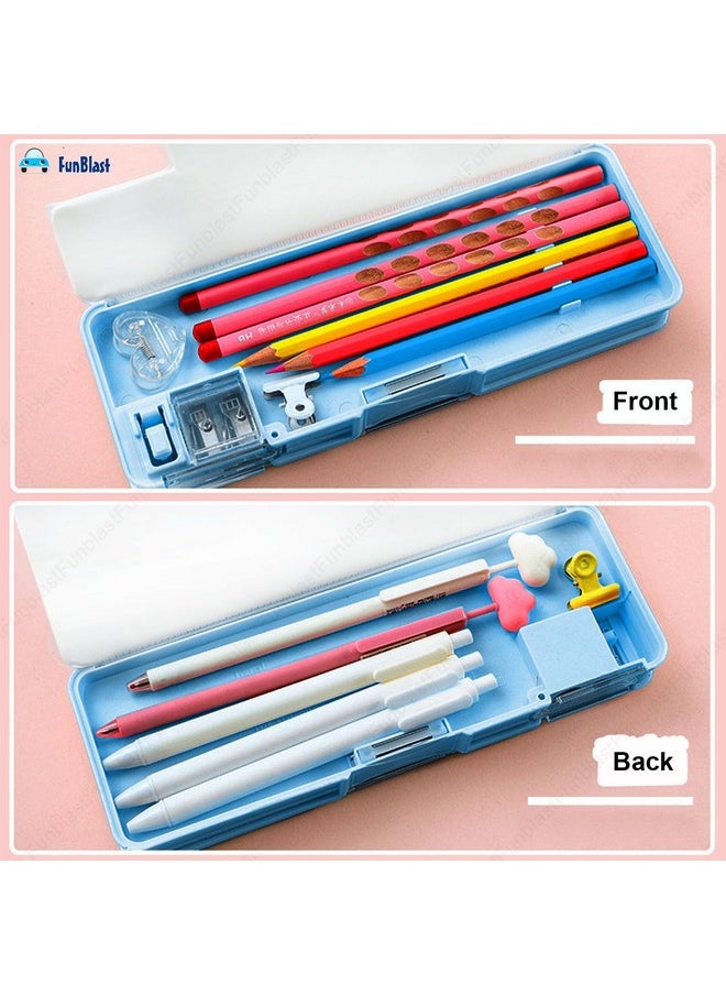 FunBlast Pencil Case Box for Kids - Double Compartment Magnetic Pencil with Sharpener, Pen & Pencil Holder, Stationary Organizer Box for Kids, Boys (Dino)