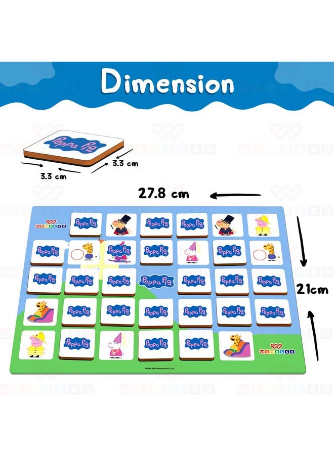 Wembley - Peppa Pig Magnetic Memory Match Game for Kids Family Fun & Fast Children Learning & Educational Brain Memory Game Puzzle 32 Tiles with 64 Picture Icons Birthday Gift for Boys Girls