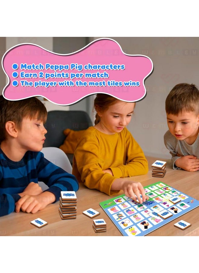 Wembley - Peppa Pig Magnetic Memory Match Game for Kids Family Fun & Fast Children Learning & Educational Brain Memory Game Puzzle 32 Tiles with 64 Picture Icons Birthday Gift for Boys Girls