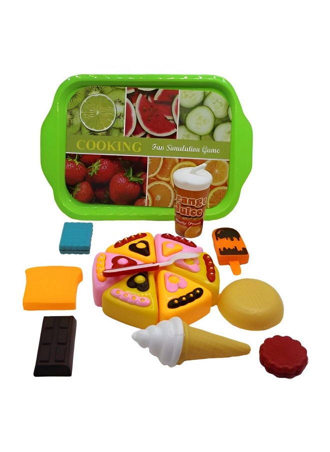 Tickles Realistic Sliceable Pizza Cutting Toy for Kids Pretend Play Toy for Girls, Fast Food Toy Set for Kids (17 Pcs; Multicolor) 3 yrs