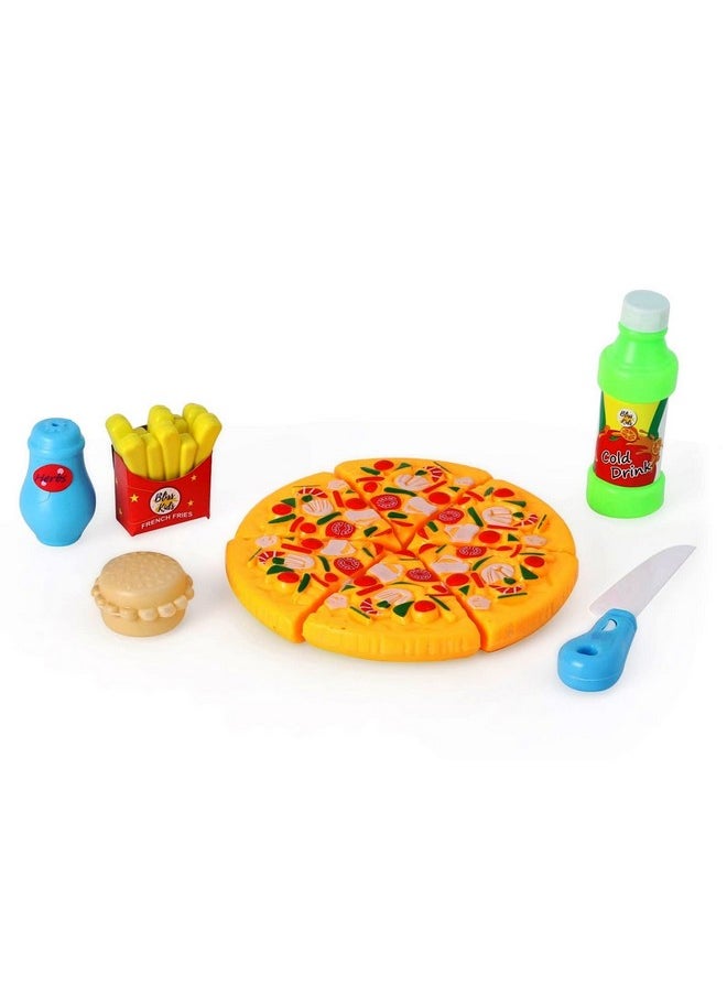 BabyGo Pizza Party Fast Food Pretend Cooking & Cutting Play Set Toy for Kids (Multi-Color)
