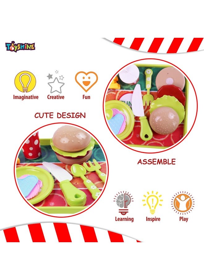 Toyshine Fast Food Party Play Food Set, Pretend Play Food Toy | Best Gifts Food Playset for Boys Girls Kids - B