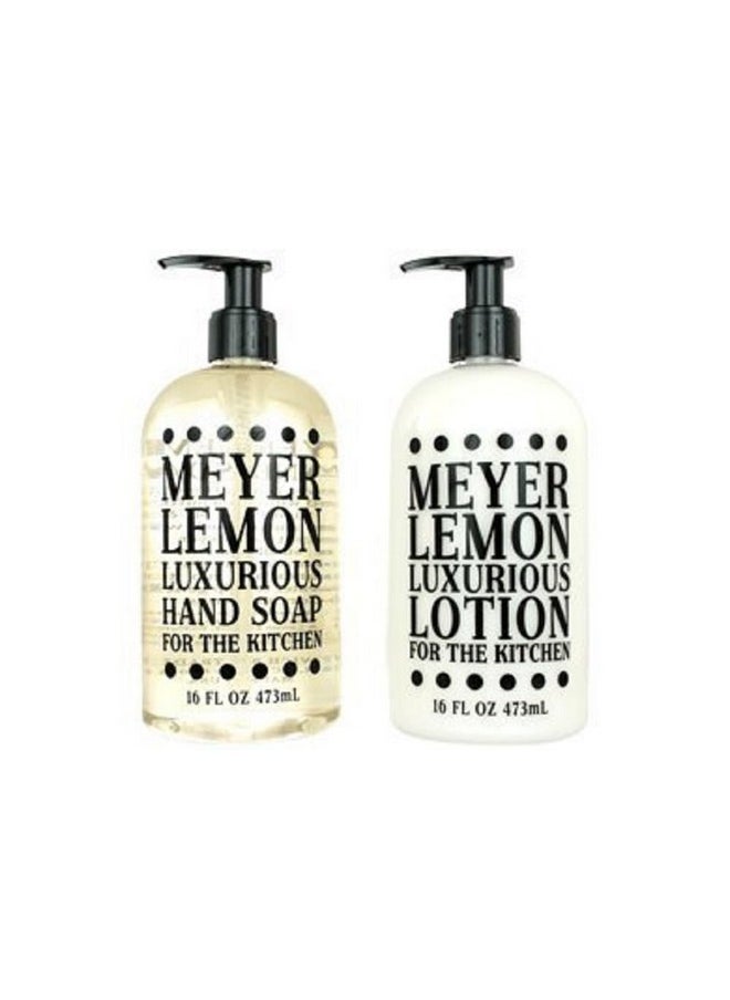 Greenwich Bay Trading Company Kitchen Collection Bundle: Meyer Lemon - 16 Ounce Shea Butter Lotion & 16 Ounce Hand Soap