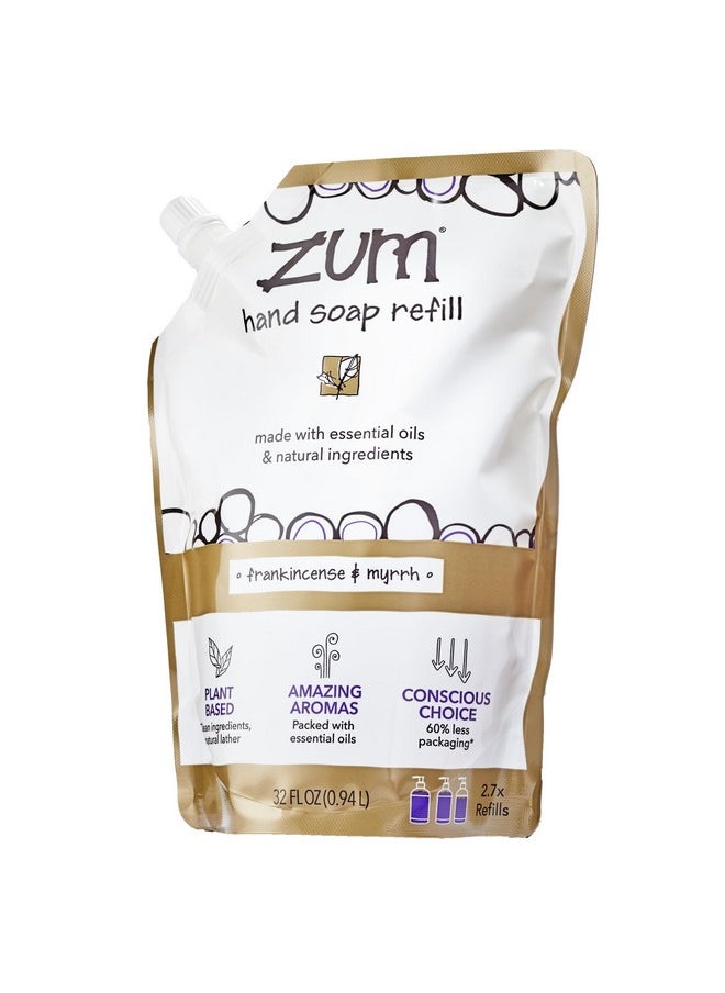 Zum Indigo Wild Hand Soap - Natural Liquid Hand Soap - Perfect Bathroom & Kitchen Hand Soap - Frankincense & Myrrh Scent - 32 oz Refill