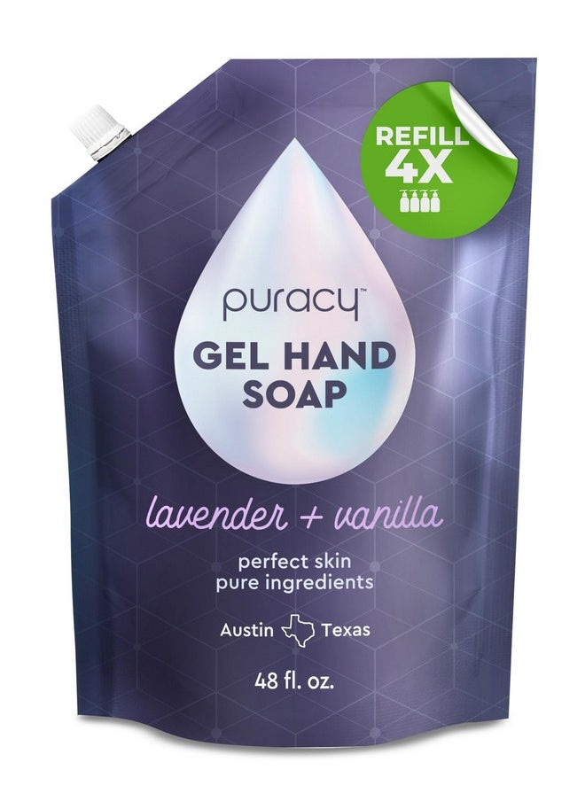 Puracy Organic Hand Soap, Professional Hand Washers We've All Become, Moisturizing Natural Gel Hand Wash Soap, Liquid Hand Soap Refills for Soft Skin (Refill Lavender & Vanilla, 48 Ounce)