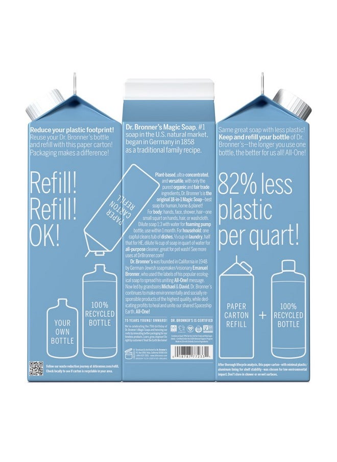 Dr. Bronner's Pure-Castile Liquid Soap Refill (Baby Unscented 32oz, Pack of 2)