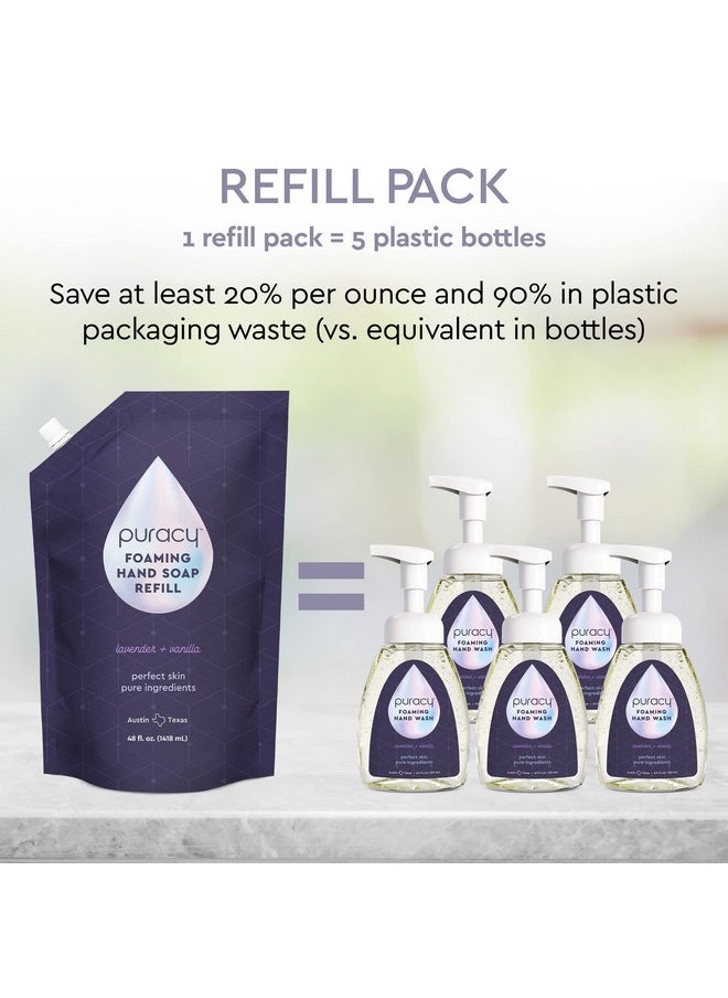 Puracy Foaming Hand Soap Refill - Plant-Powered Natural Hand Soap As Seen on TikTok, Non-Toxic, Sulfate-Free Liquid Soap, Moisturizing Foam Handwash Liquid (Lavender & Vanilla, 48 fl oz)