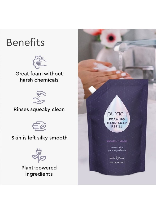Puracy Foaming Hand Soap Refill - Plant-Powered Natural Hand Soap As Seen on TikTok, Non-Toxic, Sulfate-Free Liquid Soap, Moisturizing Foam Handwash Liquid (Lavender & Vanilla, 48 fl oz)