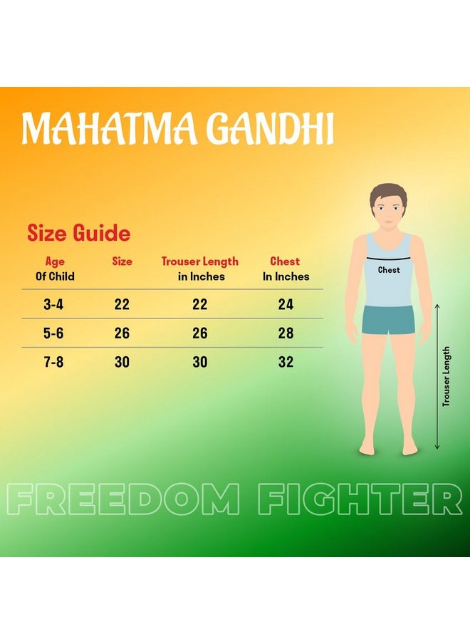 Kaku Fancy Dresses Polyester Mahatma Gandhi Costume For Republic Day & Independence Day|National Hero Freedom Fighter Fancy Dress For Boys - 7-8 Years,White