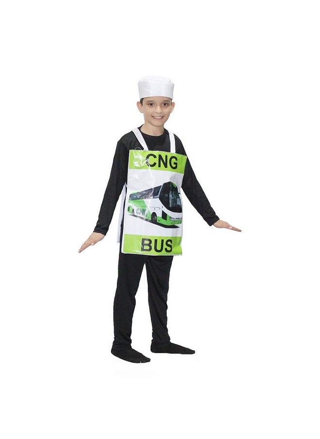 Kaku Fancy Dresses Polyester Cng Bus Vehicle Fancy Dress/Public Travel Bus Costume -Multicolor, 3-8 Years, For Unisex