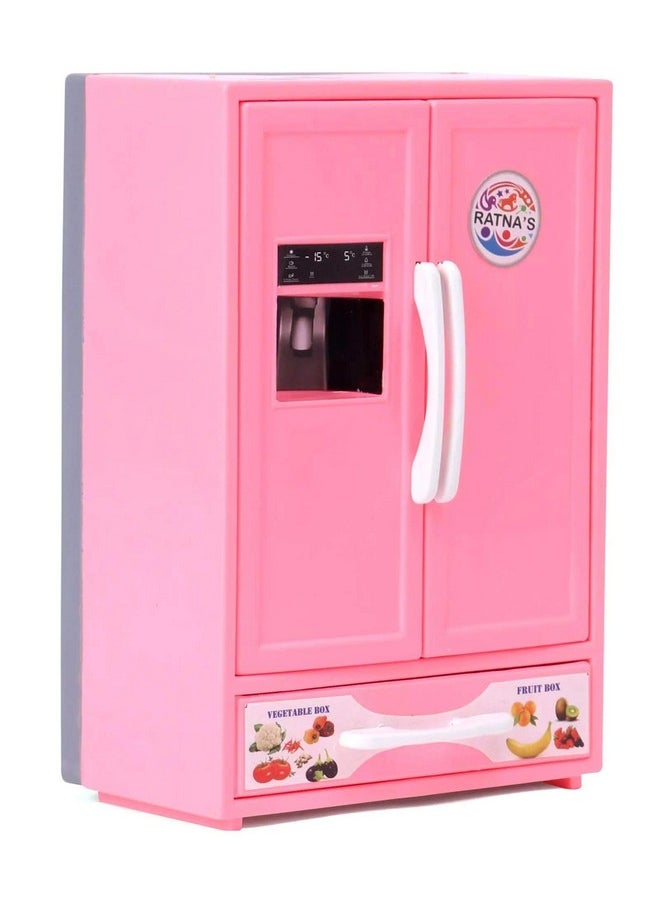 Ratna's Plastic Toy Refrigerator Role Play Household Kitchen Appliance Miniature Toy for Kids, Pink