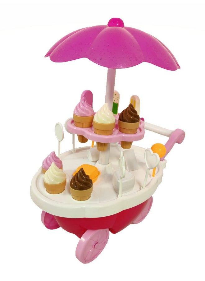 Toyshine Ice Cream Kitchen Play Cart Kitchen Set Toy with Lights and Music (D-Lite)