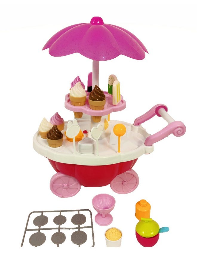 Toyshine Ice Cream Kitchen Play Cart Kitchen Set Toy with Lights and Music (D-Lite)