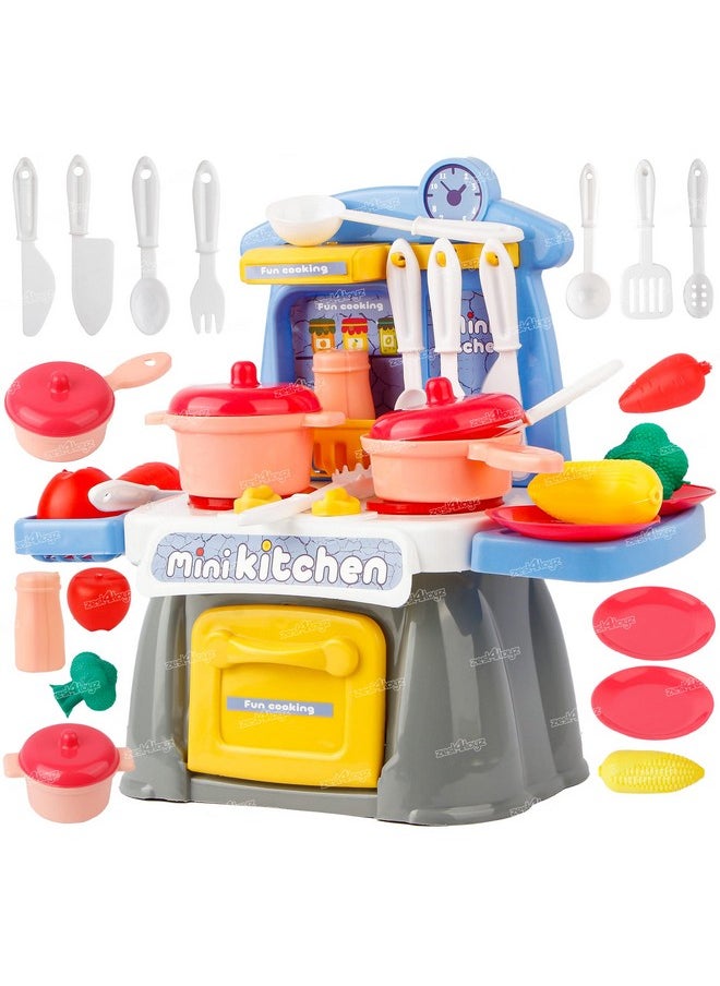 Zest 4 Toyz Kitchen Toys Set for Kids Boys Girls - 20PCS Pretend Cooking Playset Accessories with Pretend Play Toys for Girls with Baby&Toddler-Educational Gift for 3 4 5 6 Ages