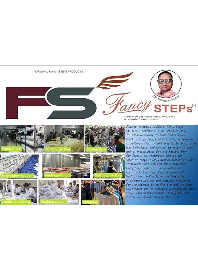 Fancy Steps Kids' Half Sleeve Doctor Costume Coat Community Helpers Costumes Fancy dress competition for boys & girls Set of 4 (Coat, Mask, Injection, Stethoscope) 7-8 Years