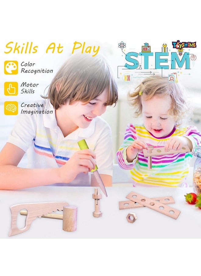 Toyshine Pretend Play Wooden Tool Set Toy with Carry Case Packaging