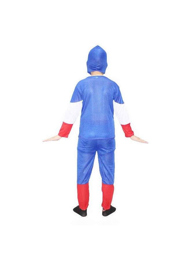 Kaku Fancy Dresses Polyester Captain Superhero Dress For Kids, Dynamic Captain Super Hero Costume For Boys - 3-4 Years,Multicolor