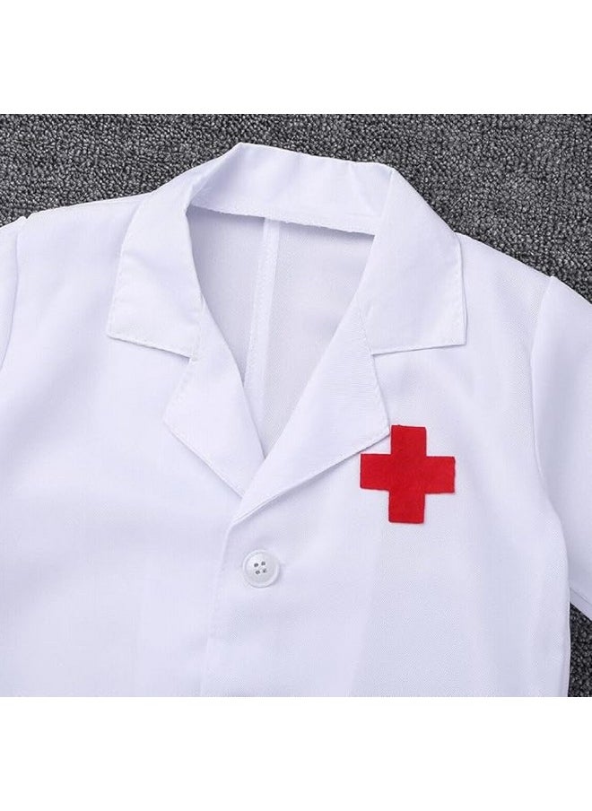 Fancy Steps Doctor coat dress for boys and Girls with Mask, Stethoscope, Gloves, cape and Syringe for Fancy dress competition community helper costume (6-7 Years)