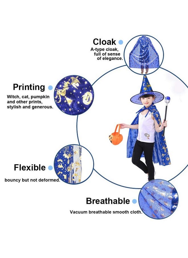 FancyDressWale Polyester Halloween Dress For Boys And Girls (Cape & Hat Only)- Blue