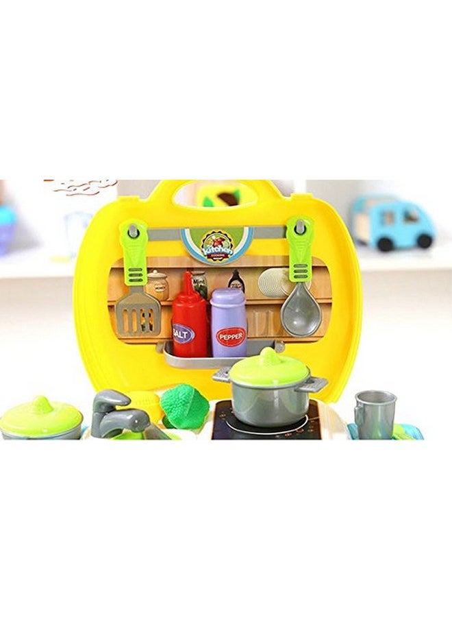 Toyshine Plastic Luxury Kitchen Set Cooking Toy with Briefcase and Accessories for Kids (Yellow)