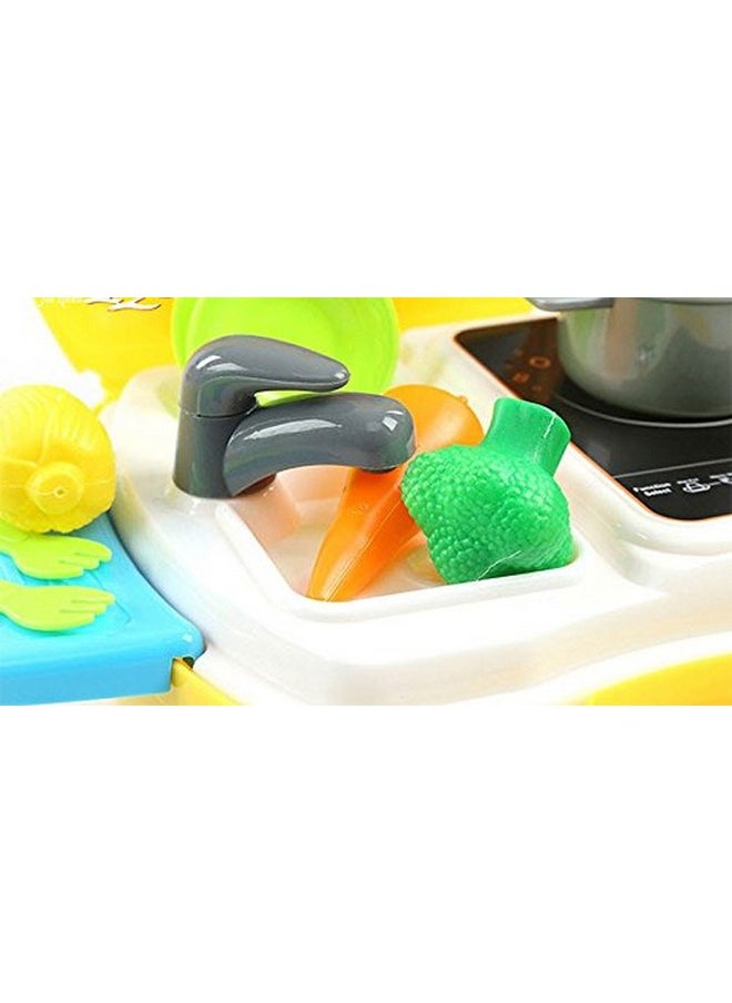 Toyshine Plastic Luxury Kitchen Set Cooking Toy with Briefcase and Accessories for Kids (Yellow)