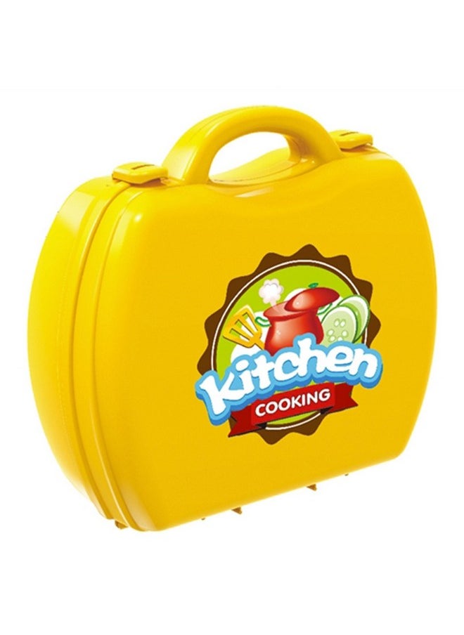 Toyshine Plastic Luxury Kitchen Set Cooking Toy with Briefcase and Accessories for Kids (Yellow)