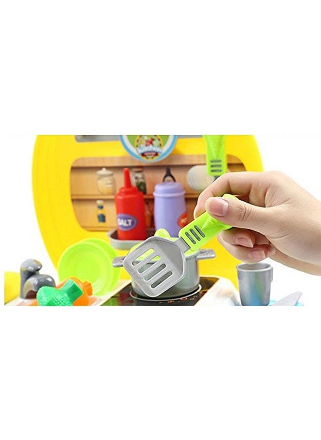 Toyshine Plastic Luxury Kitchen Set Cooking Toy with Briefcase and Accessories for Kids (Yellow)