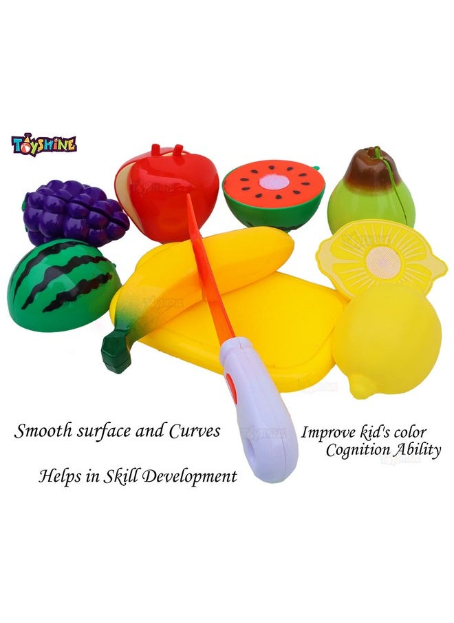 Toyshine Realistic Sliceable 6 Pcs Fruits Cutting Play Toy Set, Can Be Cut in 2 Parts (Light Weight)