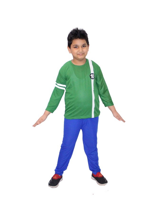 Kaku Fancy Dresses Metal Ben Super Hero Costume - Green, 5-6 Years, For Boys