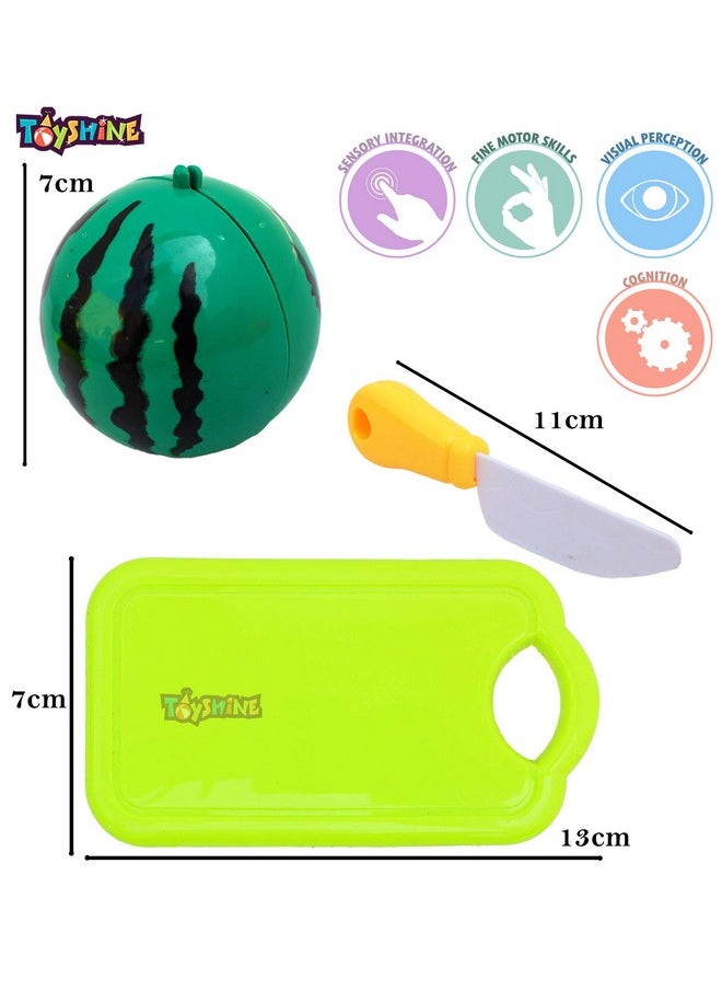 Toyshine Realistic Sliceable 7 Pcs Fruits Cutting Play Toy Set, Can Be Cut in 2 Parts, Assorted