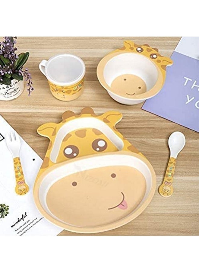 VBE® Animal Designs Shape Kids Bamboo Fiber Dog Animal Kids Design Plates and Cup Feeding Set Dog Design Dinner Set, Party Sets, Lunch Sets Fun Plate Sets. (MS-20)