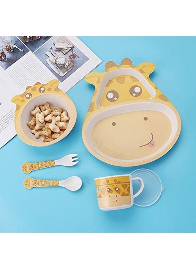 VBE® Animal Designs Shape Kids Bamboo Fiber Dog Animal Kids Design Plates and Cup Feeding Set Dog Design Dinner Set, Party Sets, Lunch Sets Fun Plate Sets. (MS-20)