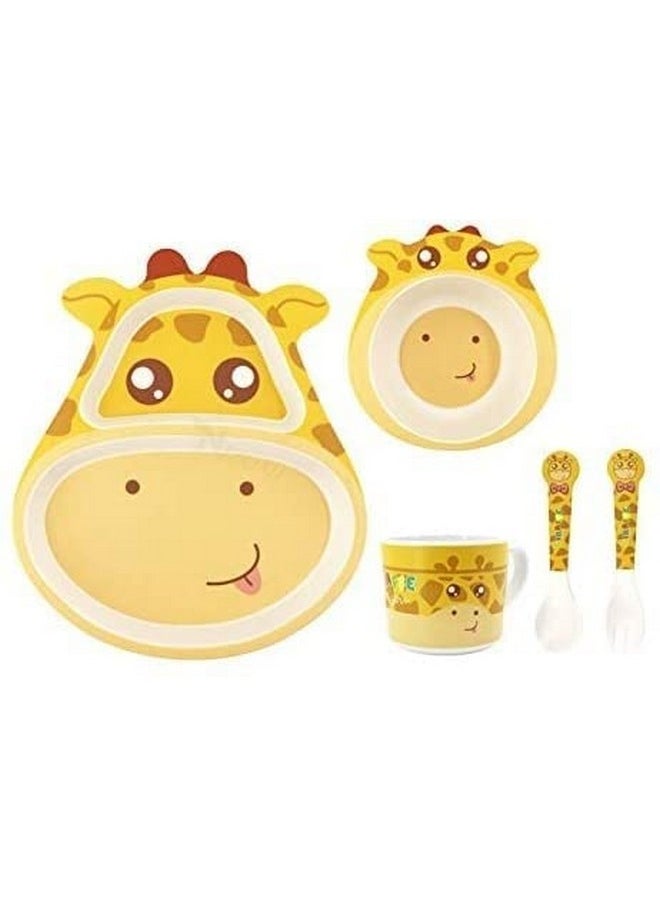 VBE® Animal Designs Shape Kids Bamboo Fiber Dog Animal Kids Design Plates and Cup Feeding Set Dog Design Dinner Set, Party Sets, Lunch Sets Fun Plate Sets. (MS-20)