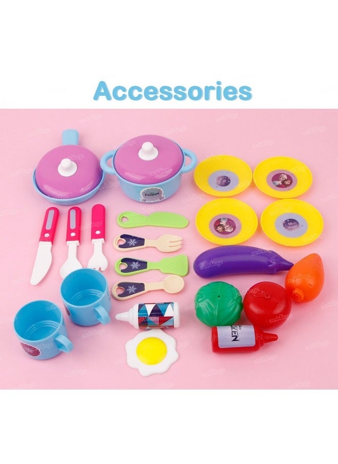 Zest 4 Toyz Kids Kitchen Playset with Cutlery Suitcase Cum Table Pretend Play Toy for Girls Boys Ages 3+