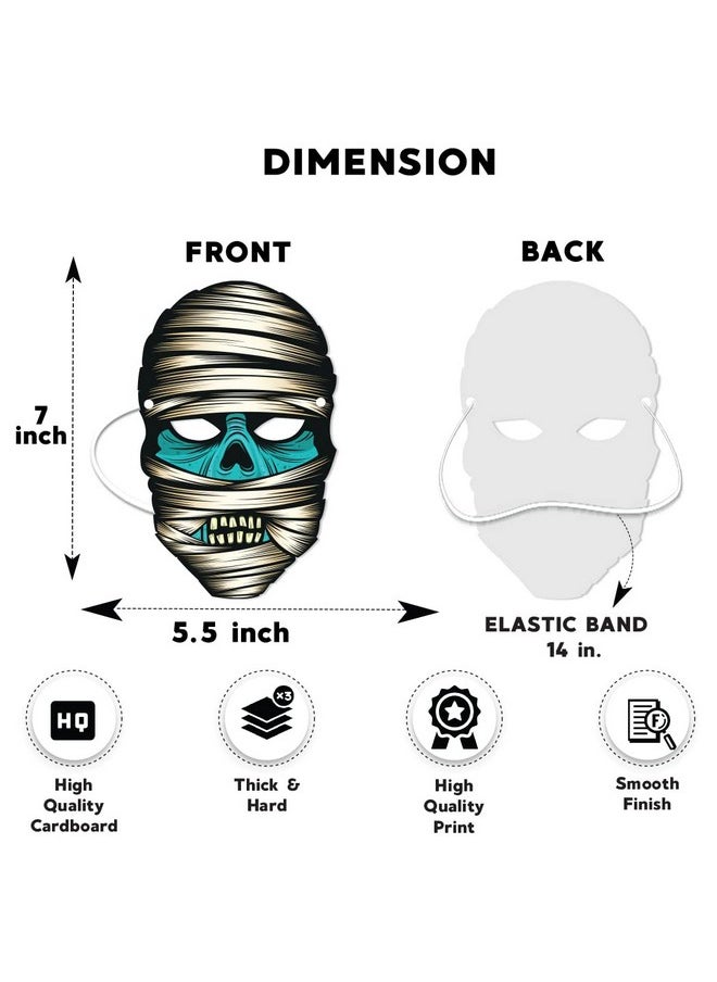 Festiko® Halloween Theme Face Masks (60 Pcs), Halloween Theme Party Supplies, Return Gifts for Kids, Halloween Theme Party Items,Mummy Face Masks for Kids