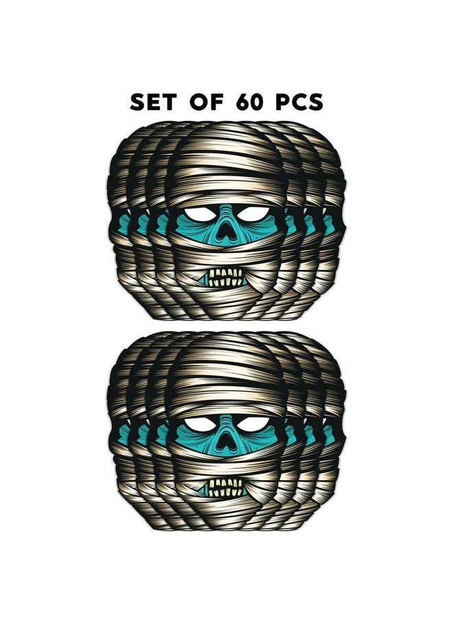 Festiko® Halloween Theme Face Masks (60 Pcs), Halloween Theme Party Supplies, Return Gifts for Kids, Halloween Theme Party Items,Mummy Face Masks for Kids