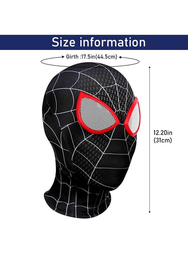 Fancyku® 3D Spider-Man Mask, Spiderman Masks Spider Man Cosplay Costumes Superhero Lenses, Superhero Costume Mask for Adult Kids, Role Play Superhero Masks for Halloween Masquerade Cosplay (Black)