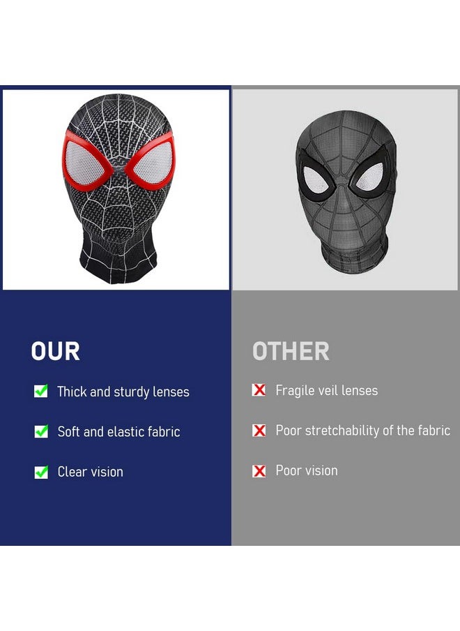 Fancyku® 3D Spider-Man Mask, Spiderman Masks Spider Man Cosplay Costumes Superhero Lenses, Superhero Costume Mask for Adult Kids, Role Play Superhero Masks for Halloween Masquerade Cosplay (Black)