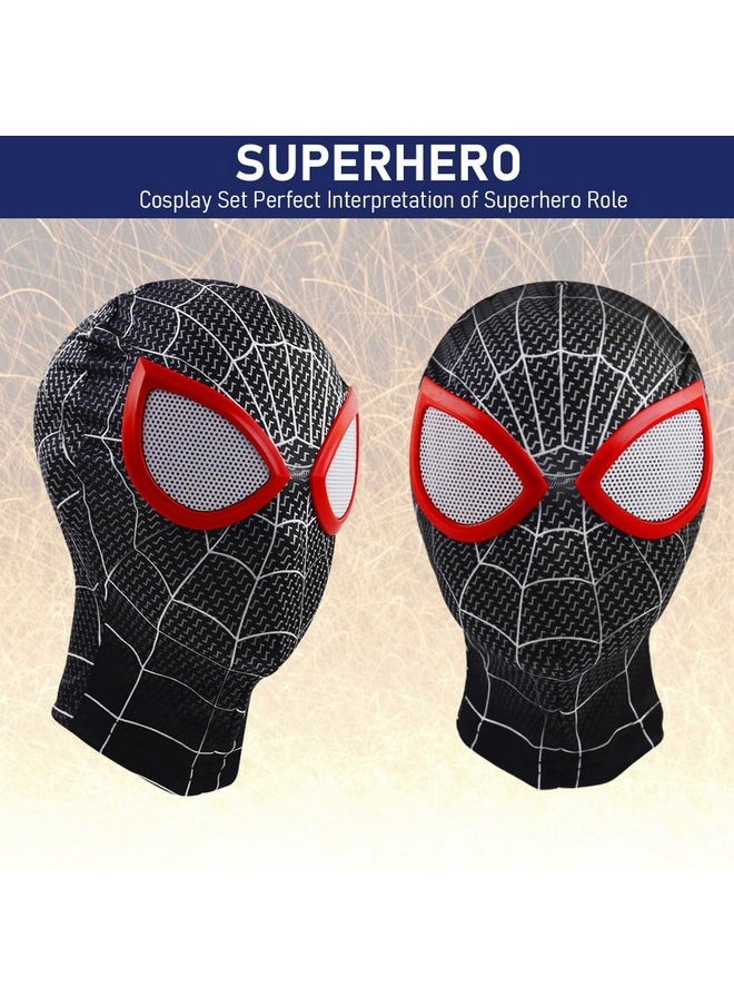 Fancyku® 3D Spider-Man Mask, Spiderman Masks Spider Man Cosplay Costumes Superhero Lenses, Superhero Costume Mask for Adult Kids, Role Play Superhero Masks for Halloween Masquerade Cosplay (Black)