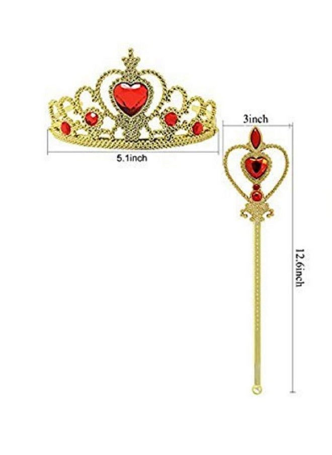 FancyDressWale Party Favour Princess Crown Tiara and Wand for Girls 3-10 Years/Return Gifts (Gold, Set of 1)(Rubber)