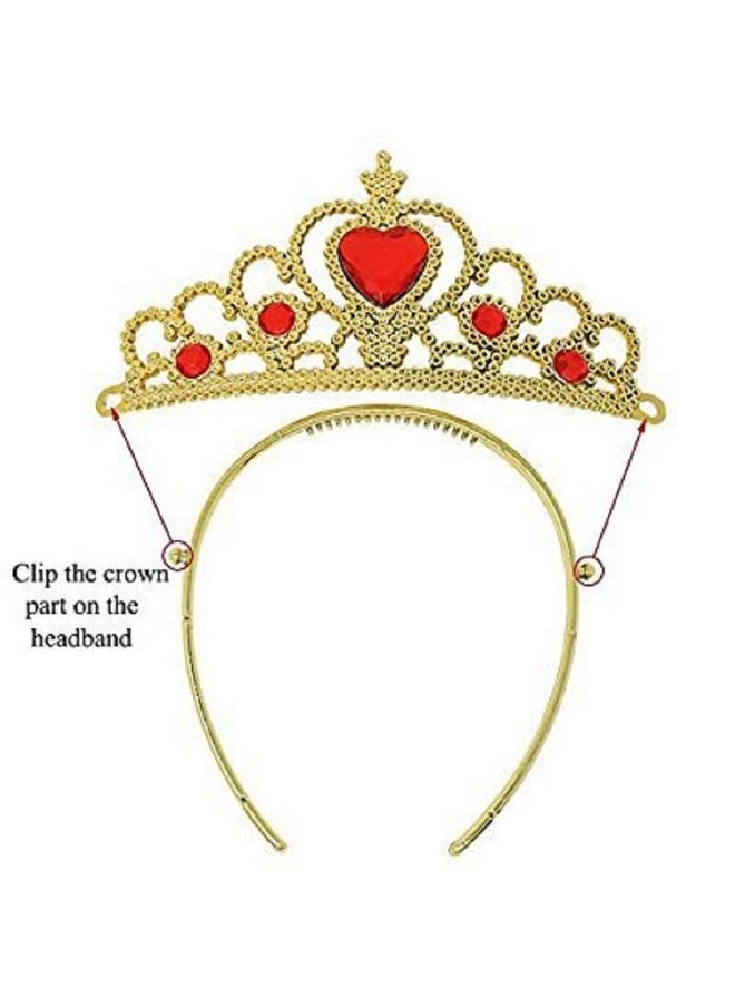 FancyDressWale Party Favour Princess Crown Tiara and Wand for Girls 3-10 Years/Return Gifts (Gold, Set of 1)(Rubber)
