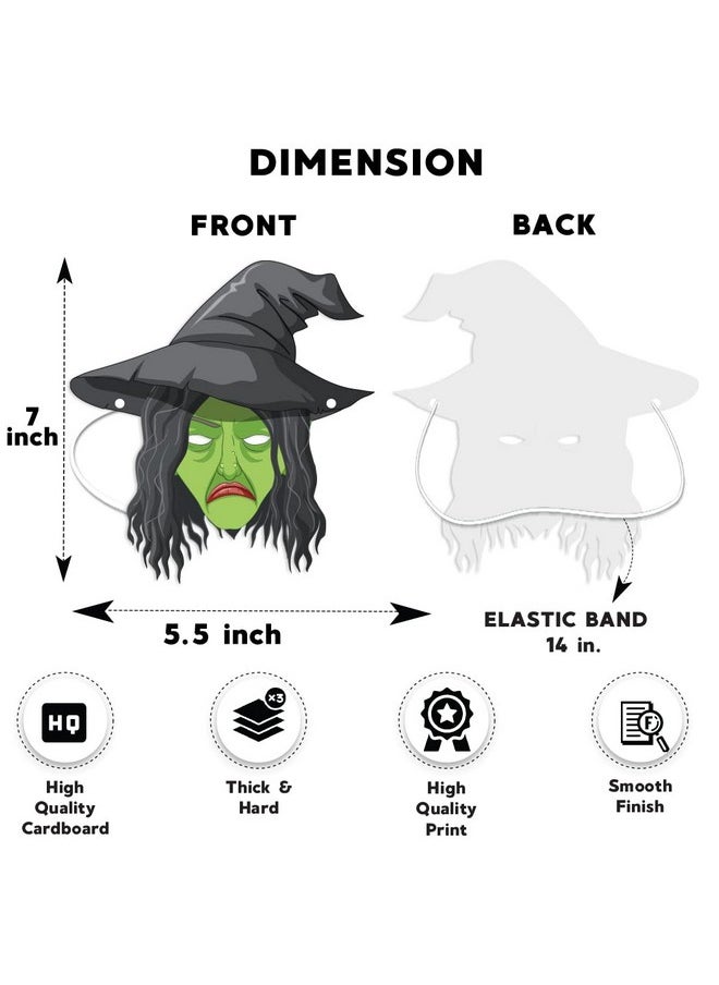 Festiko® Halloween Theme Face Masks (48 Pcs), Halloween Theme Party Supplies, Return Gifts for Kids, Halloween Theme Party Items,Witch Face Masks for Kids