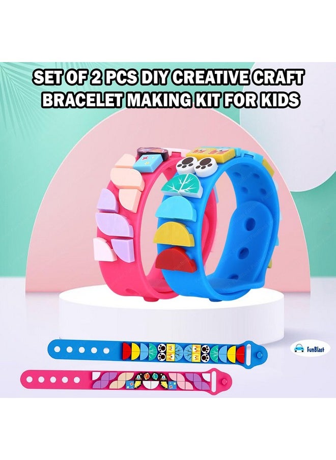 FunBlast Wrist Beads Band for Kids - Set of 2 Pcs DIY Creative Craft Bracelet Making Kit for Kids, Friendship Bands, Silicone Wristbands for Kids, Bracelet Bands for Birthday Gift (Space-Animal)