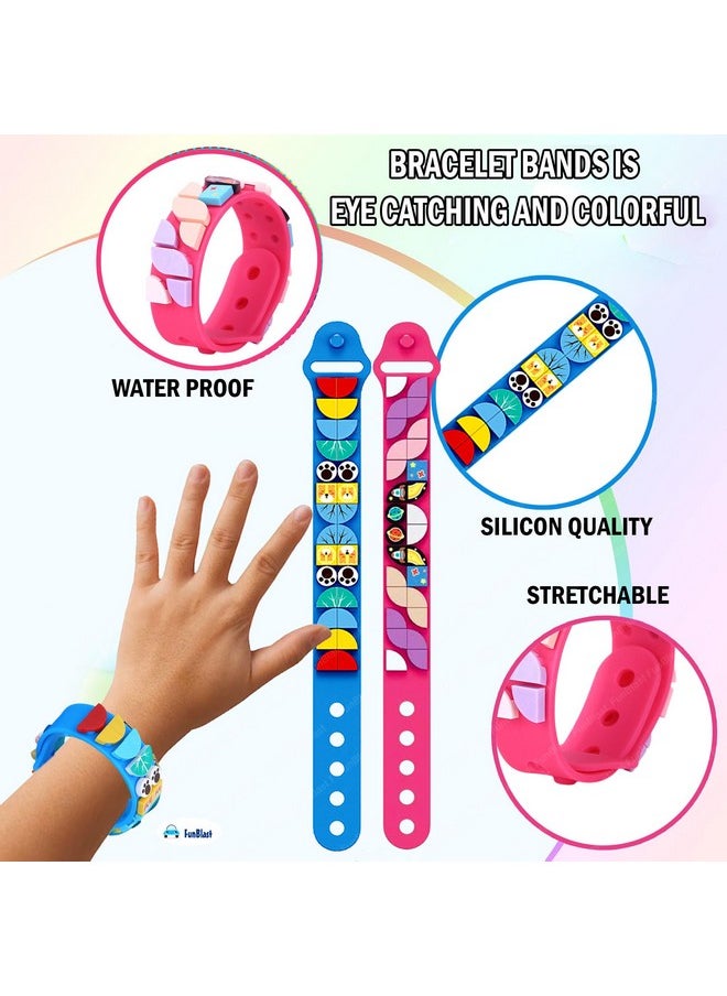 FunBlast Wrist Beads Band for Kids - Set of 2 Pcs DIY Creative Craft Bracelet Making Kit for Kids, Friendship Bands, Silicone Wristbands for Kids, Bracelet Bands for Birthday Gift (Space-Animal)