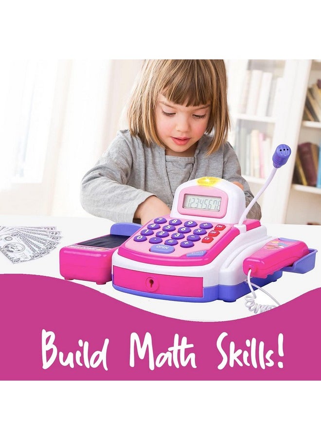 Mayatra's Cash Register - Interactive Pretend Play Toy with Realistic Sounds, Working Calculator, and Accessories for Kids (Pink)